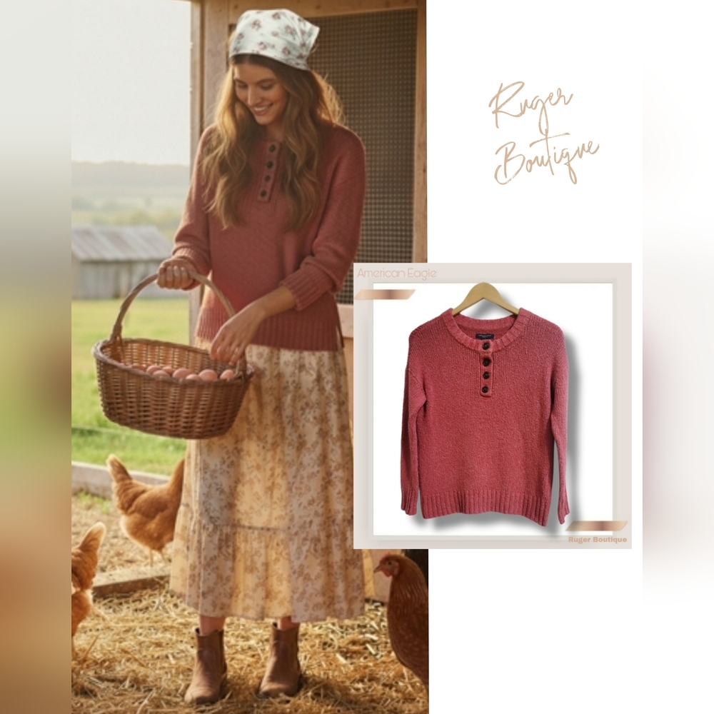 🌿American Eagle Outfitters Women's XS Mauve Knit Sweater